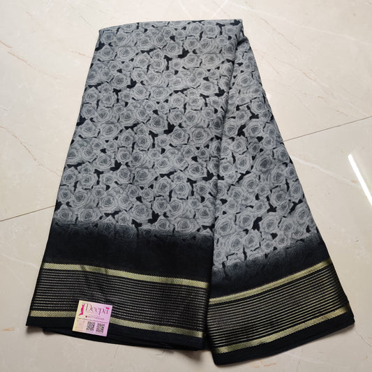 Georgette Sarees With Contrast Blouse